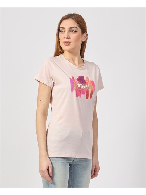 T-shirt donna Yes Zee in cotone con stampa YES ZEE | T222-T9010441